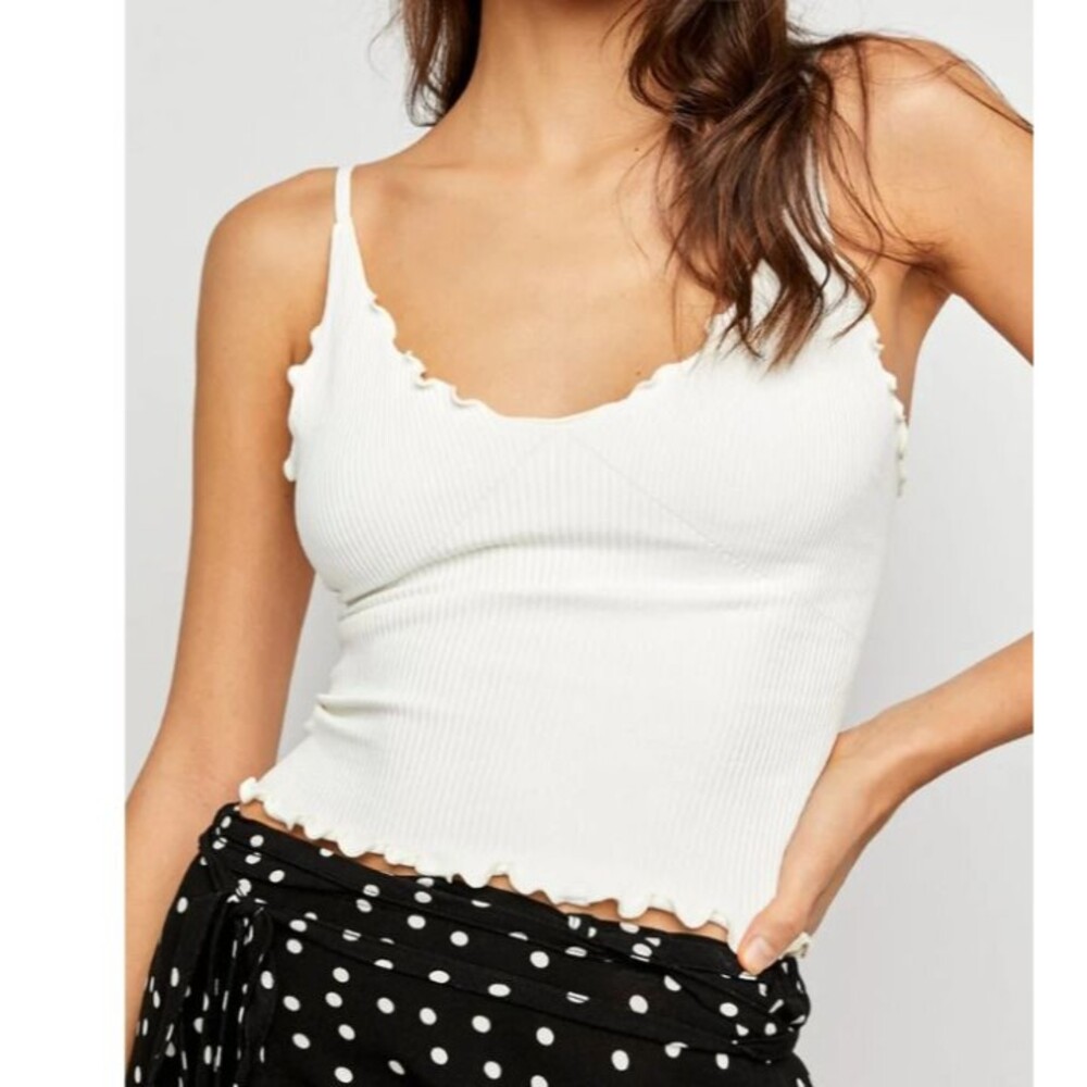 Free People Easy To Love Seamless Cami Top in Ivory White M/L